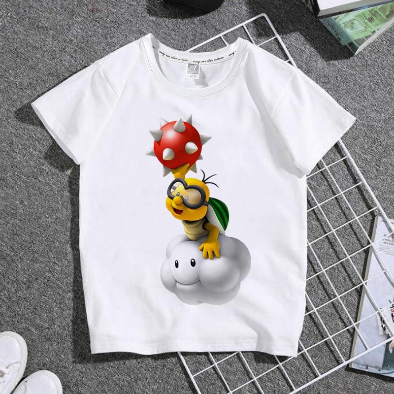 Children's Round Neck White Cartoon Game T-shirt