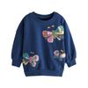 Spring & Fall Kids Baby Sweater Children's Jacket Girl Long Sleeves Pullover Pure Cotton Cartoon Dark Blue Butterfly Bottoming Shirt Trendy