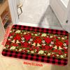 VIKAMA Christmas Themed Entrance Doormat Hallway Anti Slip Water Absorbing Red And Black Checkered Festive Decorative Rug