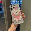 KT makeup mirror is suitable for Apple 15 mobile phone case, transparent glitter, Epoxy 16promax luxury 14 electroplated silver frame.