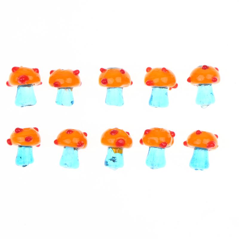 10Pcs Mushroom Ceramic Beads Cute Mini Colorful Loose Spacer Beads For Diy Jewelry Making Bracelet Necklace Accessories