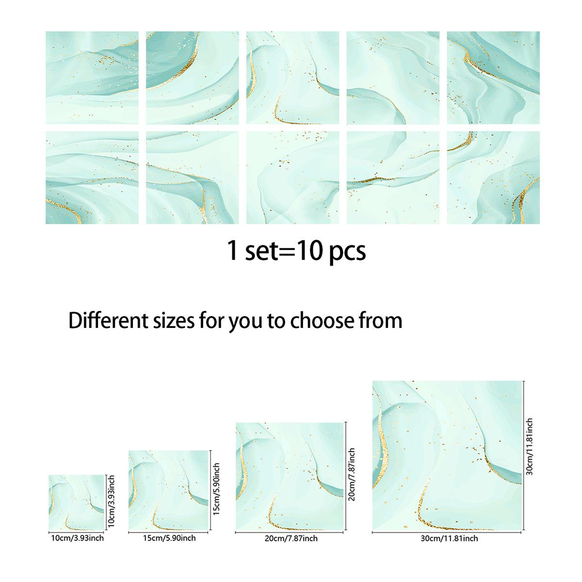 

10 шт., серо-белые красочные наклейки на мраморную плитку, кухонный шкаф, ванная комната, домашний декор, самоклеящиеся хрустальные твердые пленки, художественные наклейки на стены 10cm×10cm×10pcs