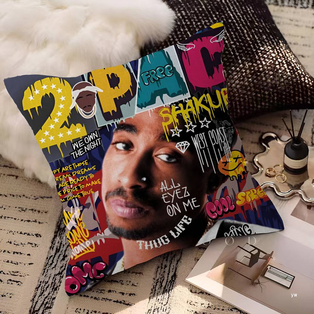 2PAC Hip-Hop Sänger Kissenbezug Auto Überwurfskissenbezug Für Sofa Auto Weihnachtsgeschenk 40x40cm 45x45cm