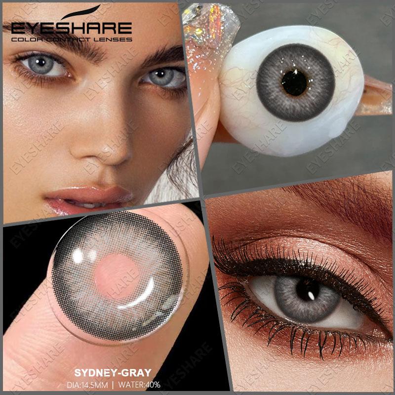 Eyeshare Colored Contact Lenses Blue Eye Makeup Contact Lenses Annual Comfort Green Colored Contact Lenses Gray Natural Colored Soft Lenses 1 Pair