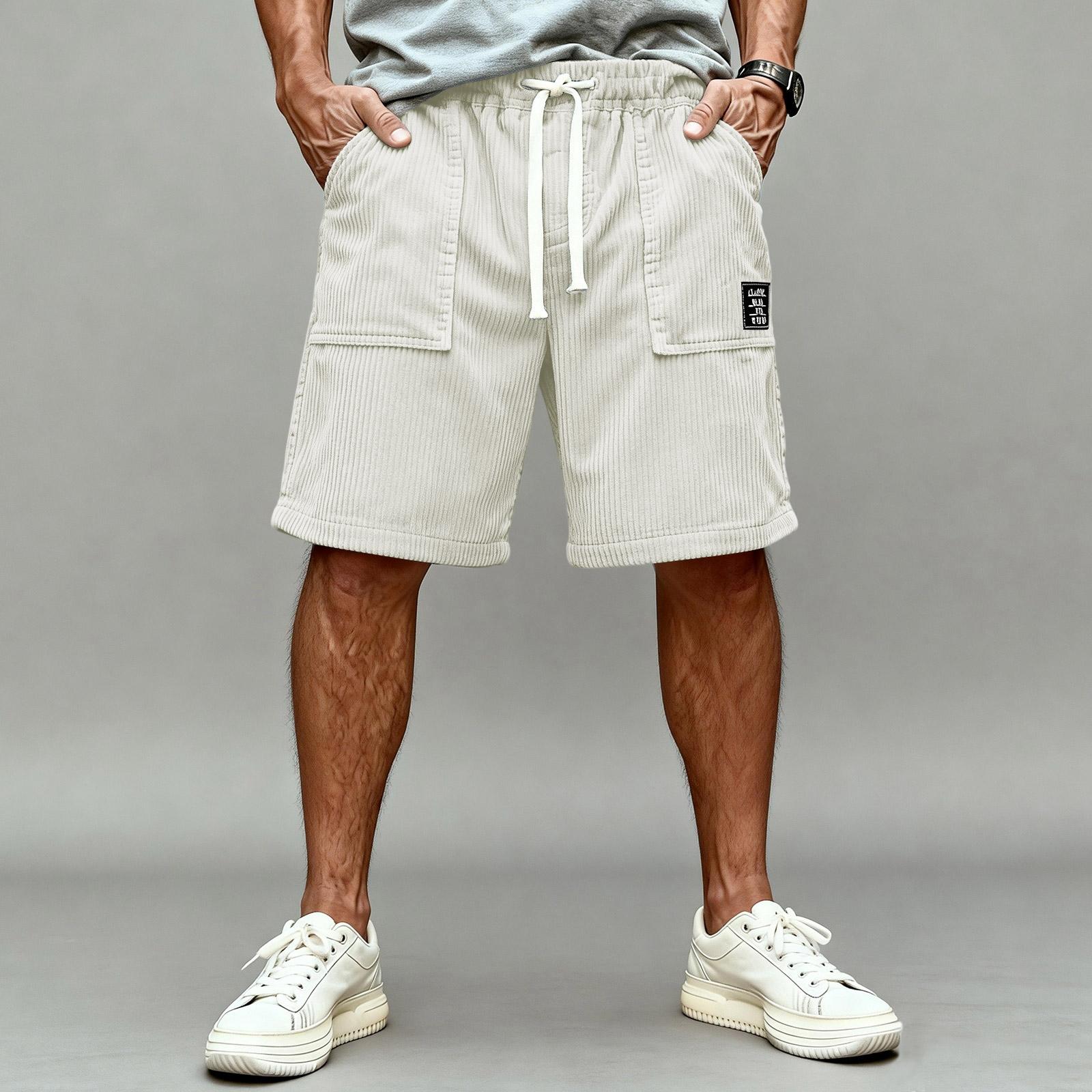 

Mens Shorts Casual Cotton Drawstring Waist Mens Cotton Shorts 5 Inch Inseam Shorts Men Mens Beach Shorts for Men Summer Style XL білий