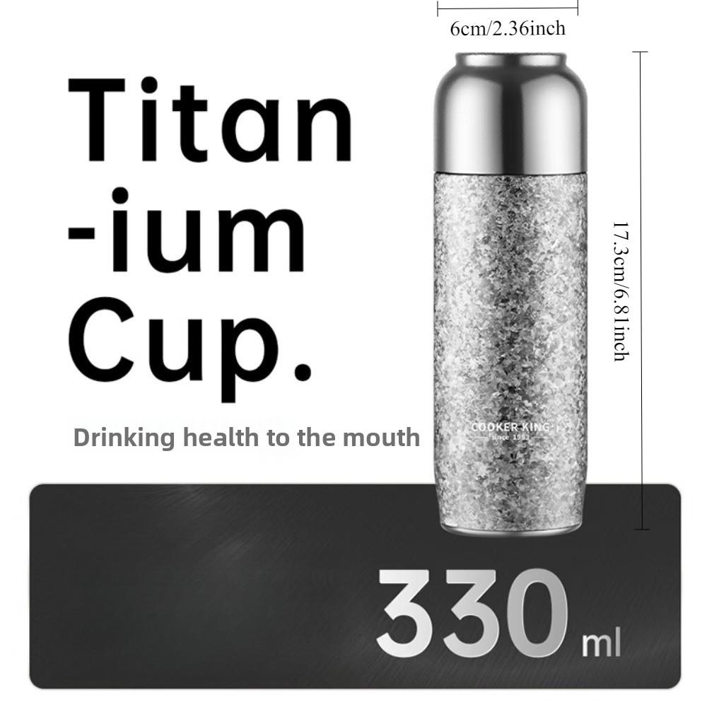 COOKER KING 330ml Pure Titanium Thermos Cup Reusable with Tea and Water Separator Suitable for High-end Business Gifts
