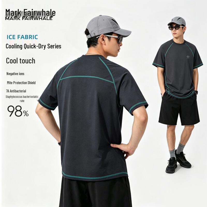 Mark Fairwhale Men s 2026 Summer Color-block Quick-Dry T-Shirt L