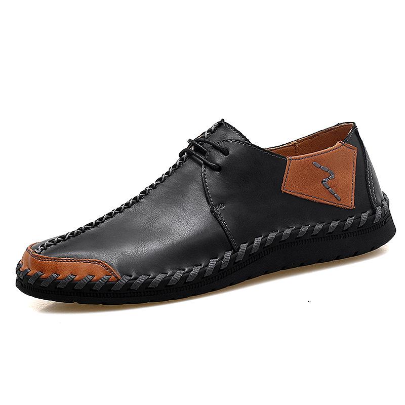 Spring and Autumn Men's Leather Shoes Hand-sewn Men's Shoes Casual Men's Casual Leather Shoes Foreign Trade Classic Large Size Casual Shoes