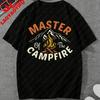 Retro Master Of The Campfire Mountain TShirt Vintage Camping Graphic Cotton Top Perfect Gift for Hiking Camping Outdoor Lovers