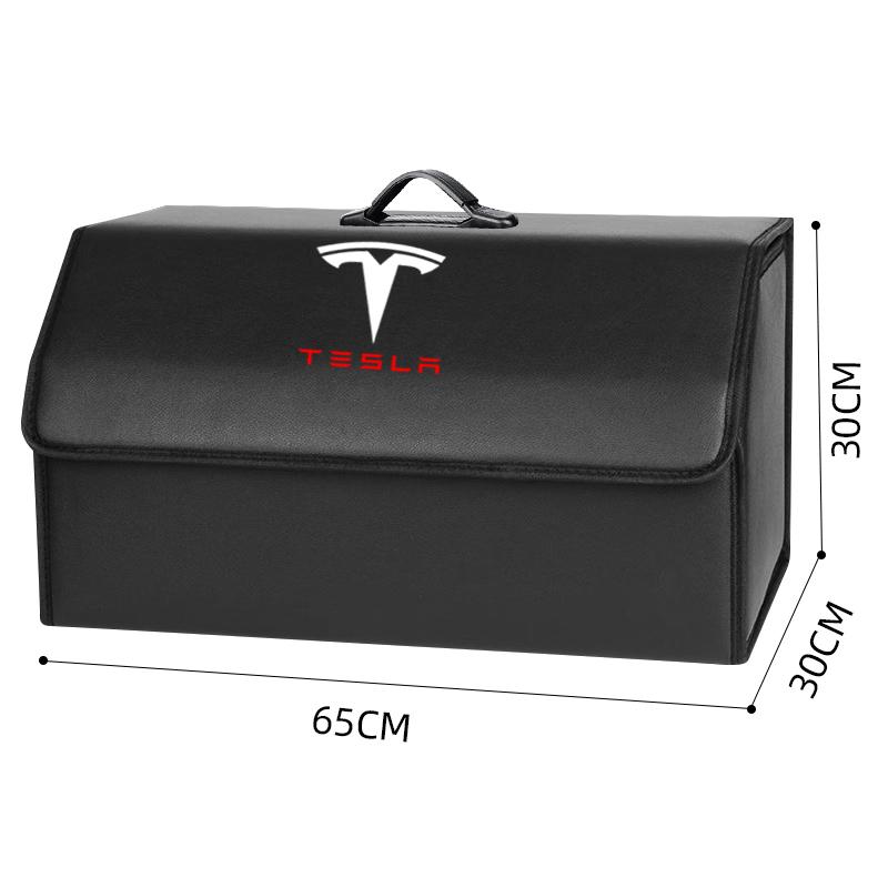 PU Leather Car Trunk Storage Box Automobile Stowing Tidying Box For Tesla Model 3 Model X Y Style Roadster Auto Accessories