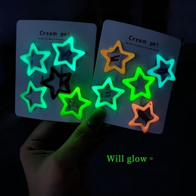 10PCS Candy Color Luminous Star Hair Clips For Kids Girls Headwear Metal Barrettes Cute Heart BB Clips Hairpins Hair Accessories