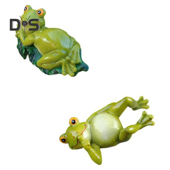 

2 шт. Лягушка смоляное украшение для цветочного горшка, декоративная фигурка лягушки, расписанная вручную, скульптура лягушки, украшение для кашпо, подарок для женщин-садоводов 1 Set