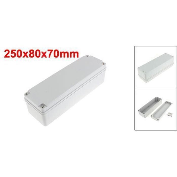 Boîte de jonction - SOURCING MAP - 250mm x 80mm x 70mm - Plastique imperméable - Montage en surface - Gris clair