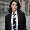Black Long Necktie Korean Style Decoration Shirt Tie Elegant Rhinestones Tie  Women