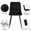 Set tavolo da pranzo moderno (5 pezzi) con 4 sedie, tavolo da cucina rotondo con 80 cm di diametro e gambe in metallo nero, piano in MDF bianco, sedie in velluto nero