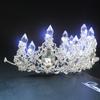 Diamentowe akcesoria do włosów dla panny młodej, stop ręcznie robiony, diamentowe filary kryształowe, świąteczna impreza, świecąca korona LED