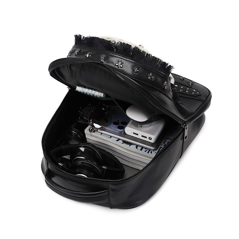 Skull 3D Stereo PU Double Shoulder Backpack for Men and Women