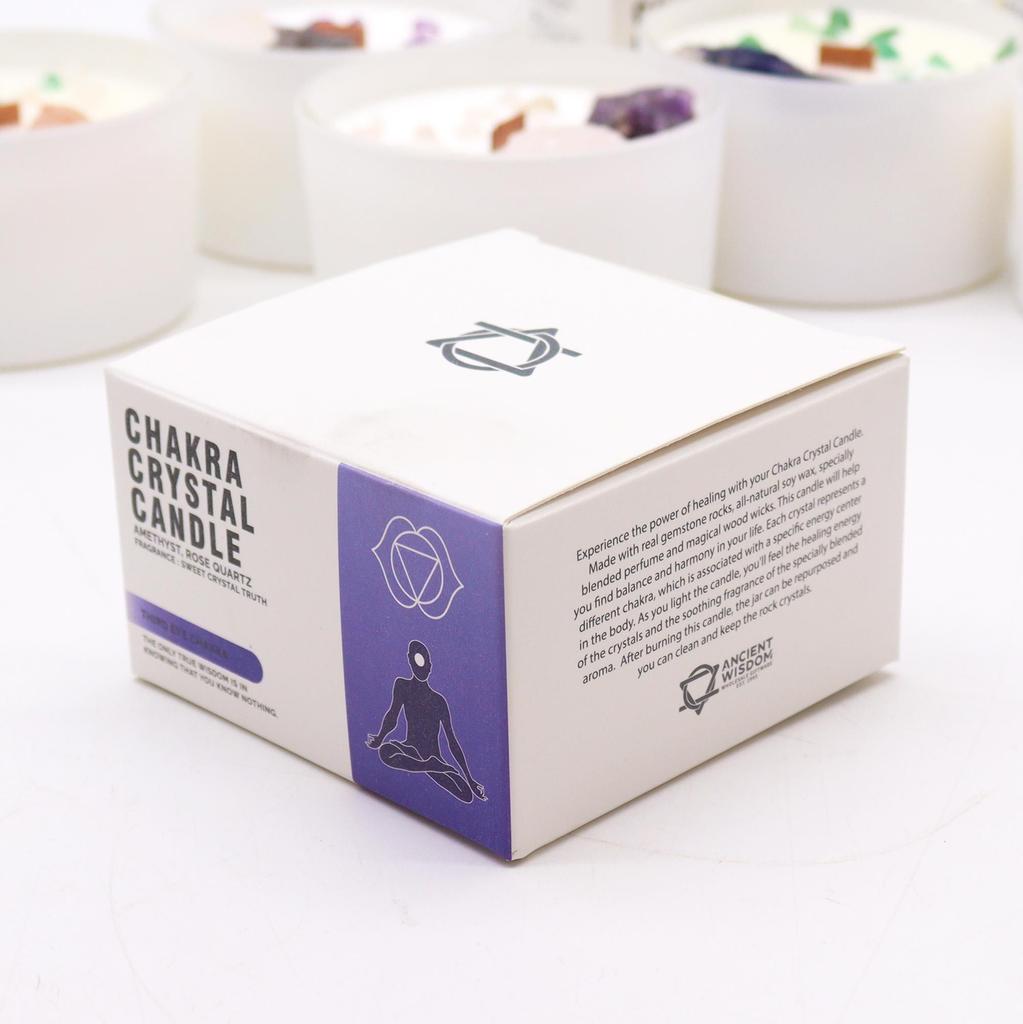 Third Eye Chakra Crystal Candle, Amethyst Rose Quartz