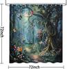 Enchanted Forest Shower Curtain With Butterflies And Flower Path Magical Nature Scene Water Resistant Fabric Artistic Print Home
