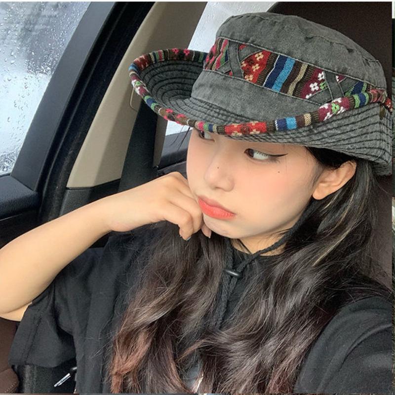 Pălărie de pescar cu șnur în stil etnic Retro Pălărie de pescar cu șnur Pălărie de vară pentru femei în aer liber Umbră de protecție solară Pălărie de drumeție Pălării de cowboy occidentale pentru bărbați