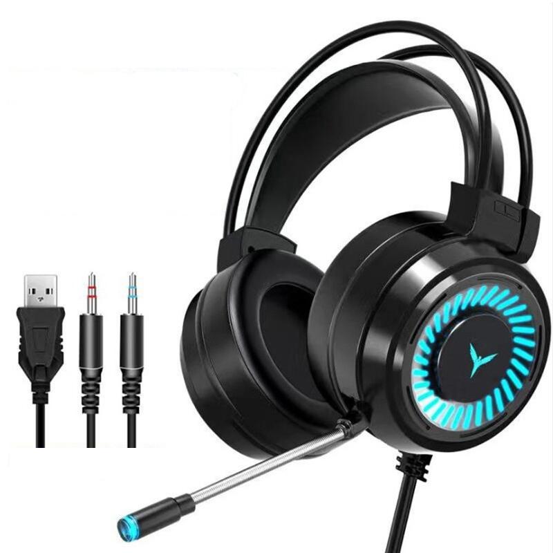 

Computer Gaming Headset 7.1 Channel Wired Headphones With Microphone Headset Noise Cancellation Headset With Led Colorful Lights чёрный