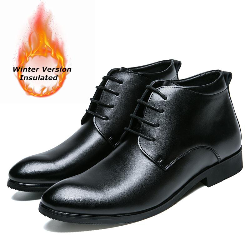 Nové Pánské Boty z Pravé Italské Kůže Business Zimní / Jarní Zip / Šněrovací Britská Vysoká Bota Pánské Špičaté Boty z Hovězí Kůže