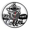 Coffee Cup Cut Out Longplay Wall Clock Kitchen Decor Cafe House Coffee Sign Black Noiseless Hanging Wall Clock Gifts for Barista
