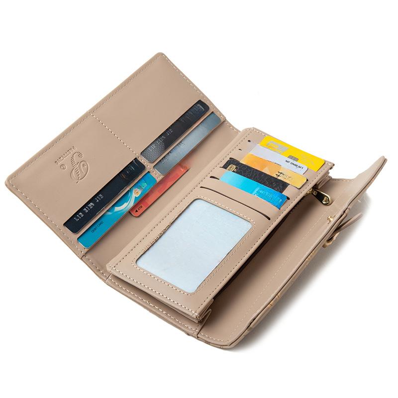 Women's Long Wallet with Printed Buckle Handle Bag Large Capacity Women's Leather Wallet