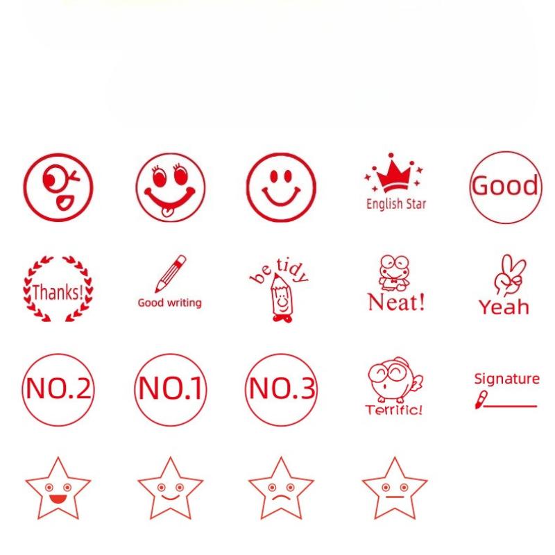 English Comments Photosensitive Seals Preschool Students Primary School Students Encourage Children's Cartoon Gifts