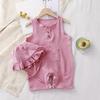 Tutina estiva per neonato in mussola con cappello in morbido cotone per bambina, ragazzo, vestiti senza maniche, pagliaccetto per bambini, abbigliamento per neonato
