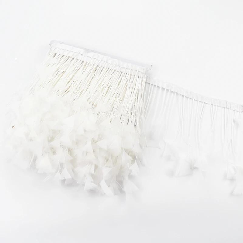 1 Метр Пушистые Цветные Перья Индейки на Ленте Бахрома с Кисточками Отделка Гусиное Украшение Белый Рукоделие Лента Шитье Свадебное Платье Декор