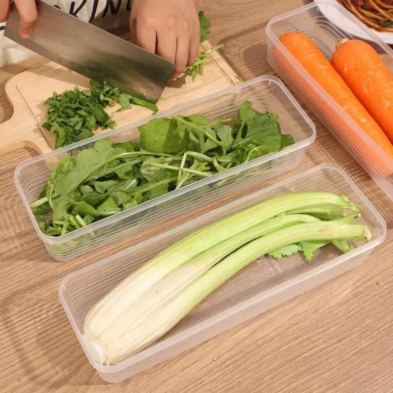 1/5pcs Fresh Box Refrigerator Storage Boxes Scallions Food Container with Lid Food Cold Container Kitchen Sealed Storage Box