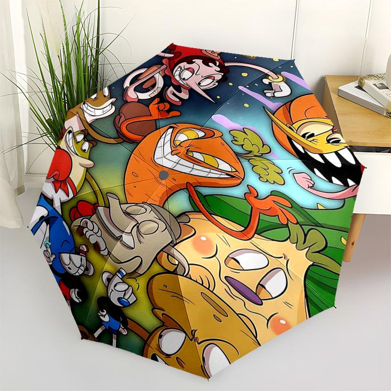 

1pc Carrot Boy & Friends Outdoor Umbrella - Automatic Opening/Closing, Portable 3-Fold Design, 8-Rib Iron Frame, Perfect Gift for Fans, Travelers, Dai