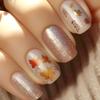 24pcs Autumn Maple Leaves Press On Nails Short Square Artificial Nails Stick On Nails For Thanksgiving Party