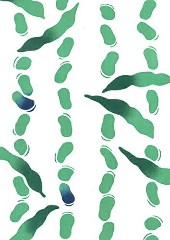 

Todaya Shoten Tenugui Broad Bean Design 795 Nashien-zome (hand towel)