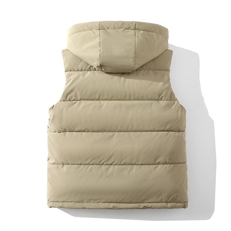 Autumn Winter Outdoors Vests Men's Cotton-Padded Warm Hooded Waistcoat Men