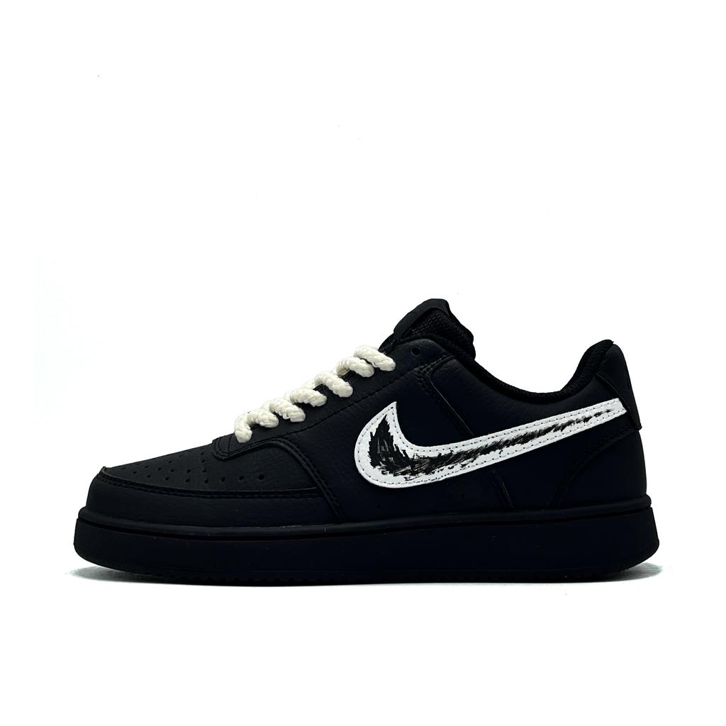 Nike Court Vision Low Defeat Wu Handwriting Synthetic Leather Abrasion Resistant Abrasion Resistant Low top DH2987-002(Team1615-)