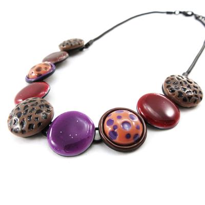 [J2263] - Designer Necklace 'Safari' Brown Red Purple