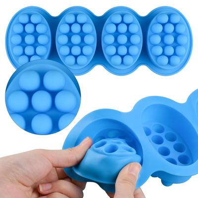 Mule de Săpun Reutilizabile cu 4 Cavități 3D Handmade din Silicon, pentru Săpunuri de Masaj Terapeutic, Instrumente pentru Turnat, DIY, Săpunuri cu Formă Ovală, Artizanat din Rășină