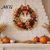 Hanging Ornament Fall Pumpkin Sunflower Wreath Decor, Acrylic Hand Painted Seasonal Home Decor Window Ornament, Thanksgiving Halloween Harvest