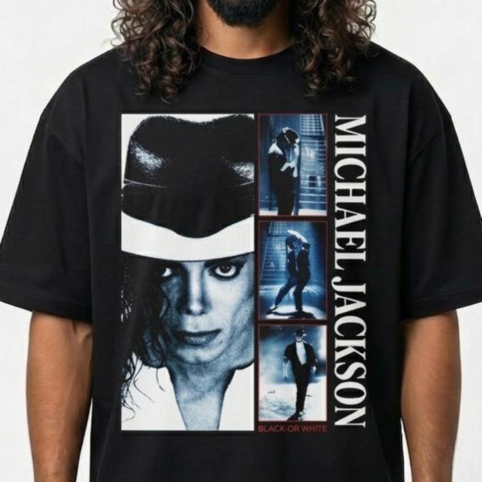 Michael Jackson Black or White Halftone Tee, Iconic MJ Music Video Shirt, King of Pop Fan Gift, Unisex Heavy Cotton T-Shirt L