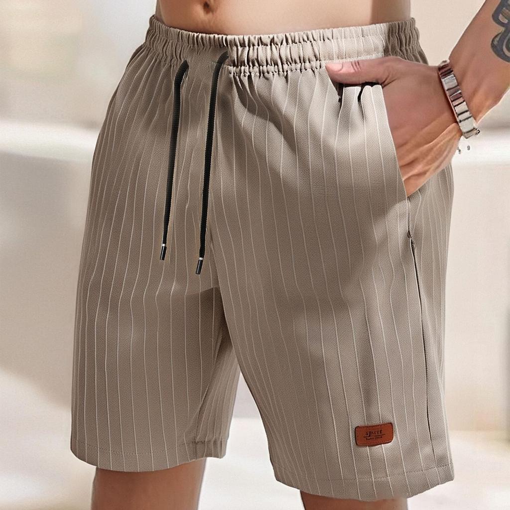 Men's Lace-up Breathable Quick Striped Dry Sweatpants Men's Cargo Shorts Casual Pants
