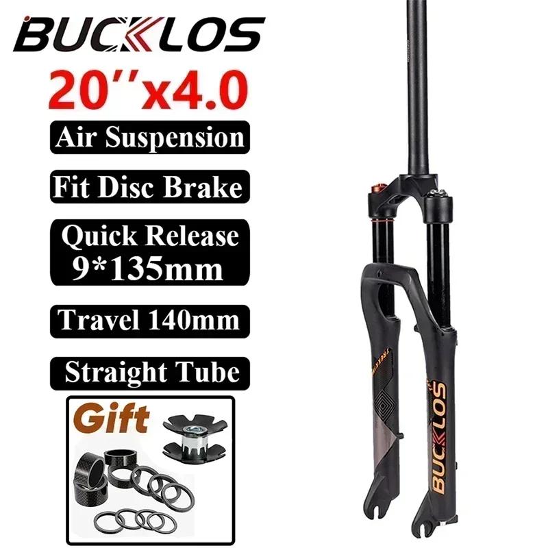 BUCKLOS 20*4.0 Inch Fat Bike Fork 140mm Travel Aluminum Alloy Snow Front Fork E-bike Air Suspension Fork Bicycle Accessories 20x4.0 Fork