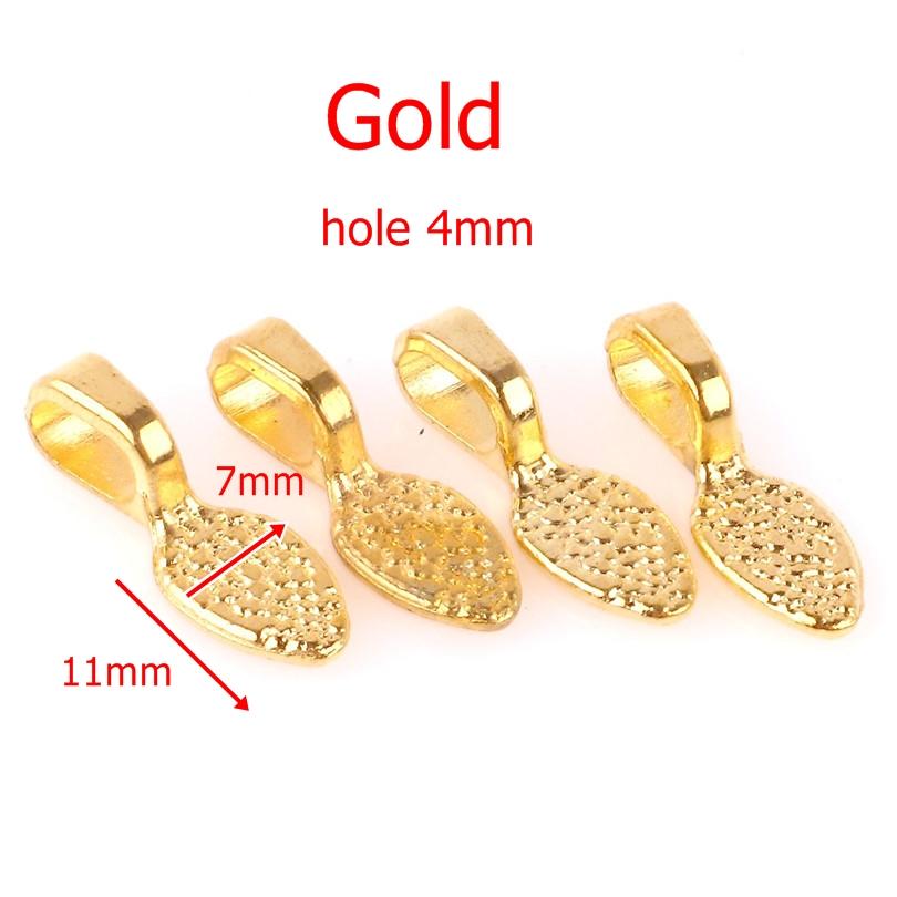 50PCS Tibetan Style Alloy Glue on Flat Pad Bails Water drops Rectangle Shape Pendants Charms Connector Hanger for Jewelry Making