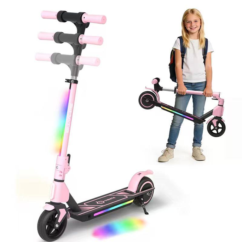 Monopattino Elettrico per Bambini dai 6 ai 14 Anni, 3 Altezze Regolabili, Display e Luci a LED, Pieghevole, Velocità Sicura 8-14 km/h