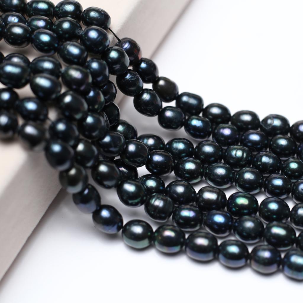 Boho Handmade Rice Pearl, Black Natural Freshwater Pearls Beads for Jewelry Making DIY Necklace Accessories, Mother's Day Crafts 36cm