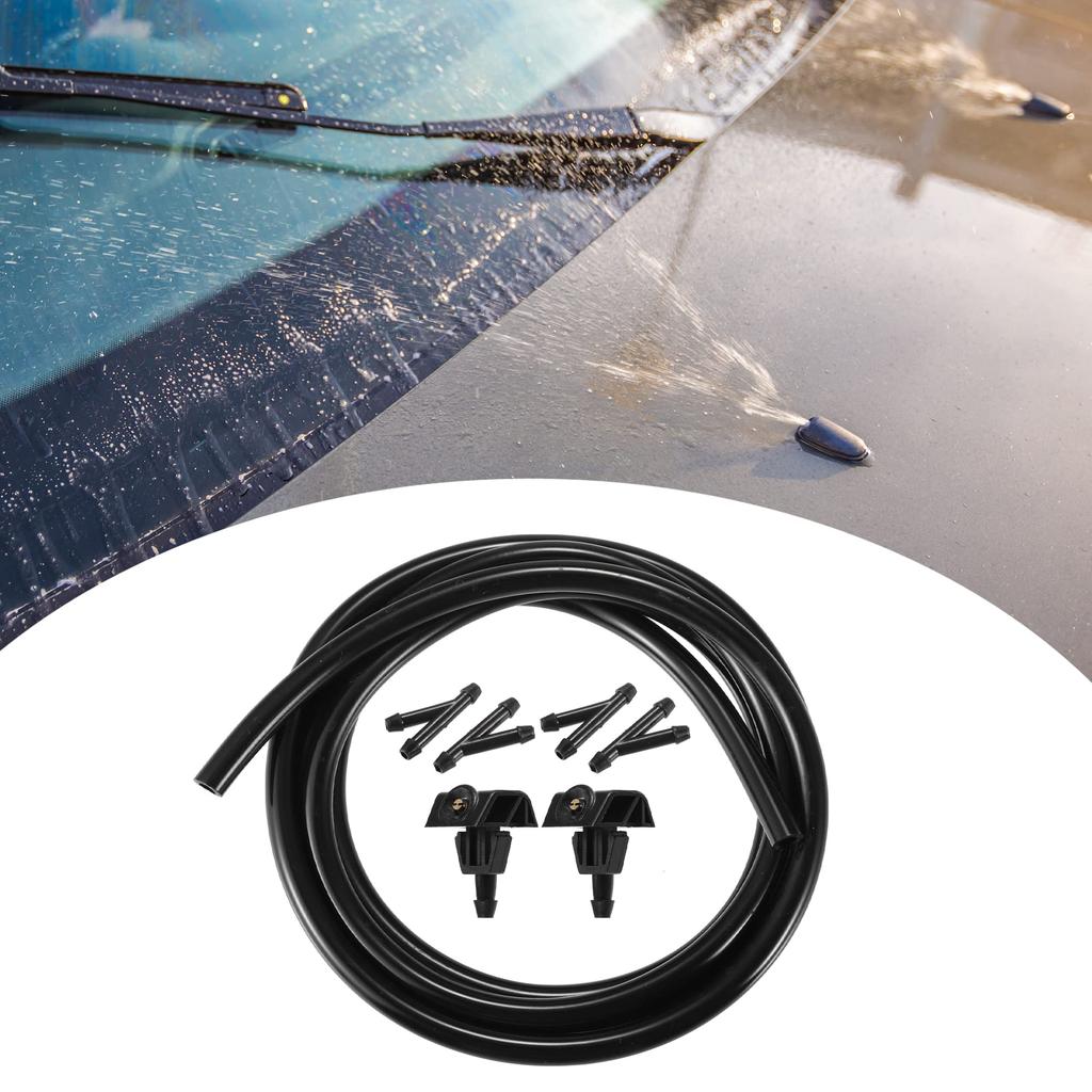 ACROPIX Windshield Wiper Washer Nozzle Jets for nis san Compatible with Note Black 7pcs