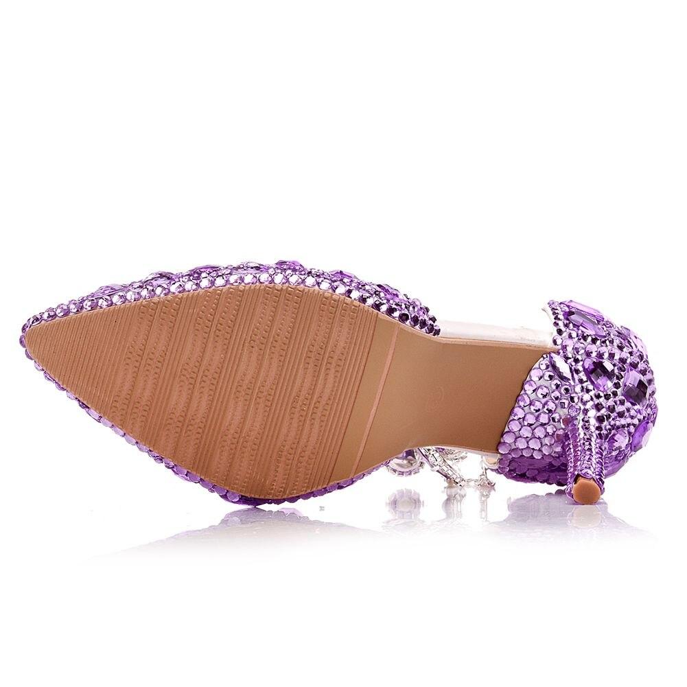 Sandály Crystal Queen Žena Svatební Boty Nevěsta Vysoké podpatky Party Dámské Boty Dámské Vysoké podpatky s křišťálovou špičatou špičkou