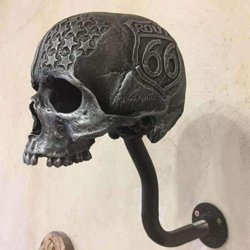 Motorcycle Helmet Rack Helmet Holder Skull With Beard-Helmet Rack Wall Mount