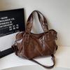 Vintage PU Leather Large Capacity Tote Rivet Zip Pockets Shoulder Cross body Bag Unisex Women Daily Travel Handbag